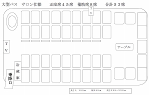 大型バス　後部座席　サロンあり