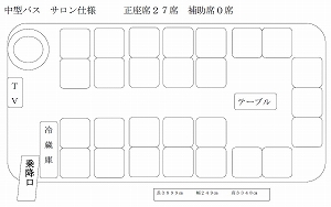 中型バス　後部座席　サロンあり